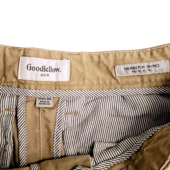 Goodfellow Soft Cotton Blend Comfy Tan Flat Front Chino Khakis Pants Jeans - Picture 7 of 8